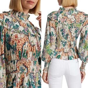 NWT Love The Label Francesca Balloon Floral Top Women's Beltina White Size: XS